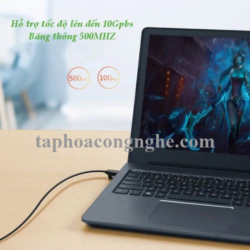 Ugreen 70654 5M cat6a 10Gbps 500MHz OD2.8mm Utp cáp mạng siêu mỏng thuần đồng màu đen NW122 30070654